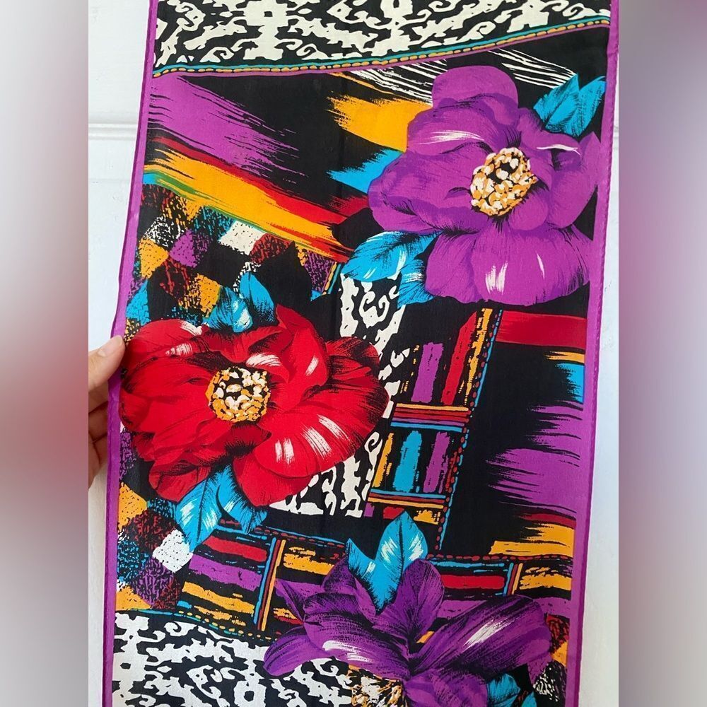 Vintage Tropical Oscar De La Renta Scarf - Picture 2 of 10